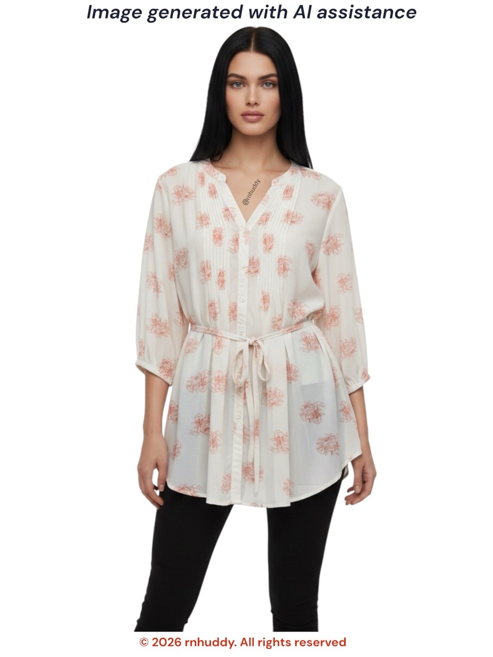 NWT Melissa Mccarthy Seven7 2X printed pintuck tunic blouse